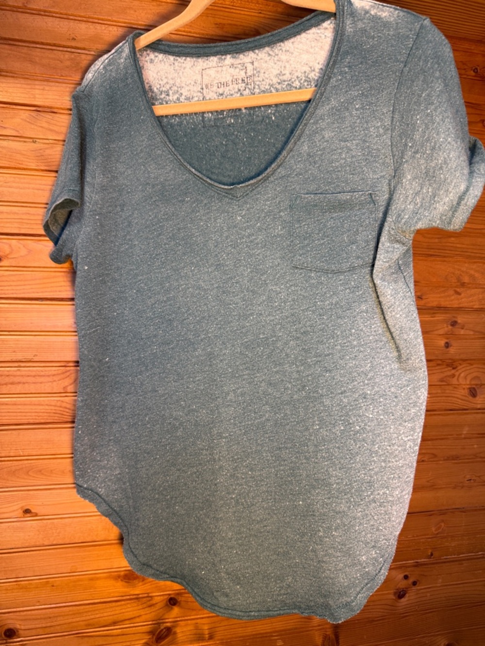 We The Free teal marbled knit tee with faded worn look